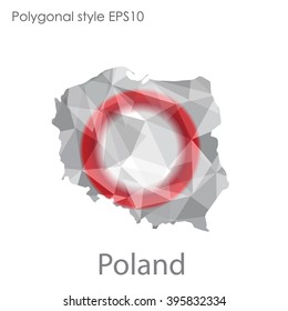 Poland map in geometric polygonal style.Abstract triangle,modern design background.