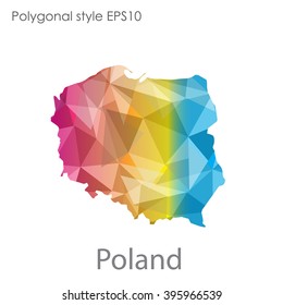 Poland map in geometric polygonal style.Abstract triangle,modern design background.