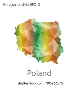 Poland map in geometric polygonal style.Abstract triangle,modern design background.