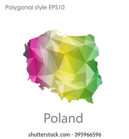 Poland map in geometric polygonal style.Abstract triangle,modern design background.