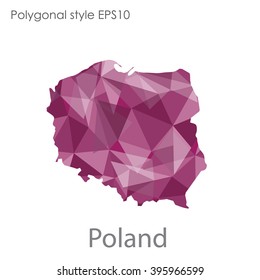 Poland map in geometric polygonal style.Abstract triangle,modern design background.