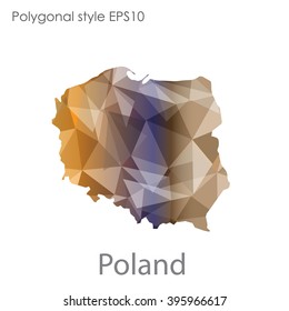 Poland map in geometric polygonal style.Abstract triangle,modern design background.