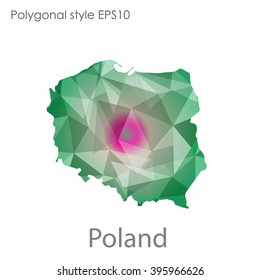 Poland map in geometric polygonal style.Abstract triangle,modern design background.