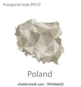 Poland map in geometric polygonal style.Abstract triangle,modern design background.