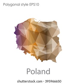 Poland map in geometric polygonal style.Abstract triangle,modern design background.