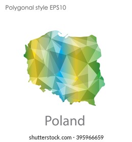 Poland map in geometric polygonal style.Abstract triangle,modern design background.