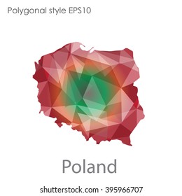 Poland map in geometric polygonal style.Abstract triangle,modern design background.