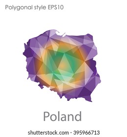 Poland map in geometric polygonal style.Abstract triangle,modern design background.