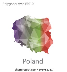 Poland map in geometric polygonal style.Abstract triangle,modern design background.