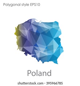 Poland map in geometric polygonal style.Abstract triangle,modern design background.
