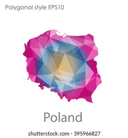 Poland map in geometric polygonal style.Abstract triangle,modern design background.