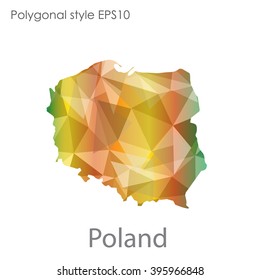 Poland map in geometric polygonal style.Abstract triangle,modern design background.