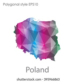 Poland map in geometric polygonal style.Abstract triangle,modern design background.