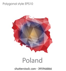 Poland map in geometric polygonal style.Abstract triangle,modern design background.