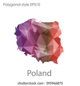 Poland map in geometric polygonal style.Abstract triangle,modern design background.