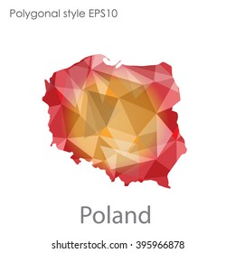 Poland map in geometric polygonal style.Abstract triangle,modern design background.