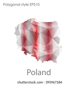 Poland map in geometric polygonal style.Abstract triangle,modern design background.