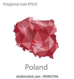 Poland map in geometric polygonal style.Abstract triangle,modern design background.