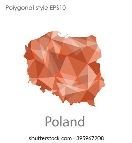 Poland map in geometric polygonal style.Abstract triangle,modern design background.