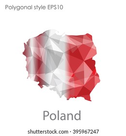Poland map in geometric polygonal style.Abstract triangle,modern design background.