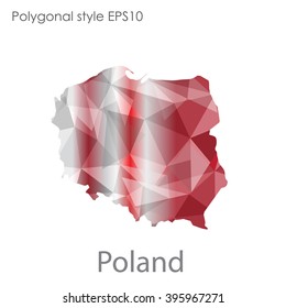 Poland map in geometric polygonal style.Abstract triangle,modern design background.