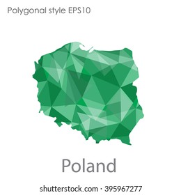 Poland map in geometric polygonal style.Abstract triangle,modern design background.