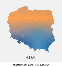 Poland map in geometric polygonal,mosaic style.Abstract tessellation,modern design background,low poly. Geometric cover, mockup. Vector illustration.