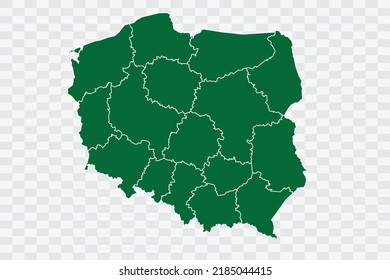 Polen Karte grüne Farbe auf weißem Hintergrund Qualitätsdateien Png