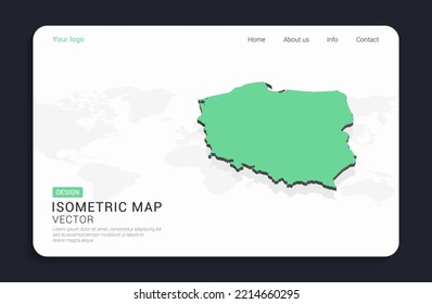 Poland map green on white background with isometric vector.