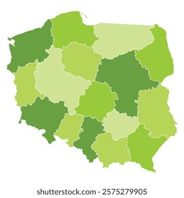 poland map green per region