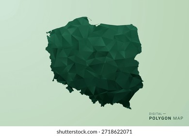 Poland Map - Green Polygon Style Vector Illustration, Low Poly Geometric Design with Clean Silhouette on soft green Background.