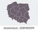 Poland Map Grey Color on White Background quality files Png