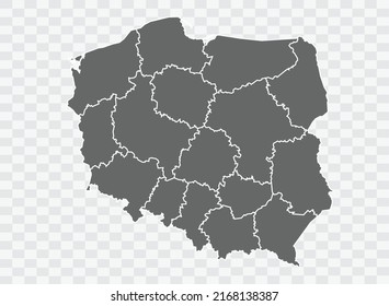 Poland Map grey Color on Background png