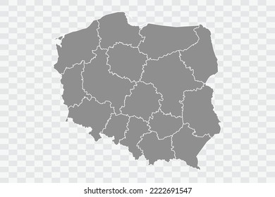 Poland Map grey Color on White Background  Png