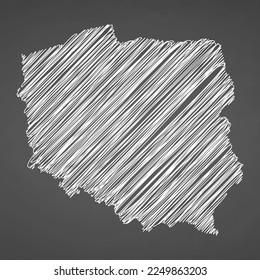 Poland map hand drawn sketch. Vector concept illustration flag, scribble map. Country map for infographic, brochures and presentations isolated on black background. Vector illustration.
