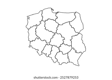 Poland map, high detailed borders.