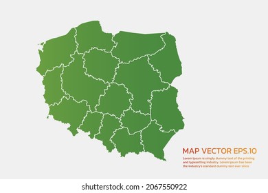 Poland map High Detailed green color. on white background. Abstract design vector illustration eps 10