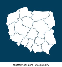 Poland map High Detailed on green background. white color . Abstract design vector illustration eps 10