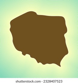 Poland map icon. Country shape on radiant striped gradient background. Poland vibrant poster. Amazing vector illustration.