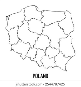 Icono de mapa de Polonia aislado sobre fondo blanco. Mapa de esquema. Icono de línea simple. Ilustración vectorial