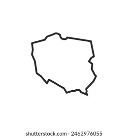 Poland map icon. Simple outline of Poland's national borders, providing a clear and concise representation suitable for educational materials, travel guides. Vector illustration 