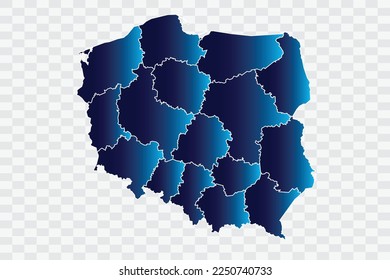 Poland Map indigo Color on White Background quality files png