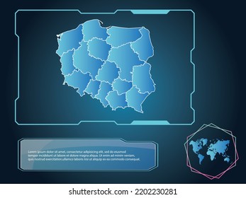 Poland Map Infographic Technology Blue Color Element Collection Background