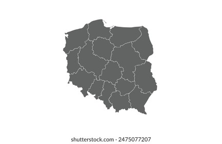Poland map isolated on white background. for website layouts, background, education, precise, customizable, Travel worldwide, map silhouette backdrop, earth geography, political, reports.