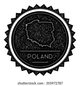 Poland Map Label with Retro Vintage Styled Design. Hipster grungy insignia vector illustration