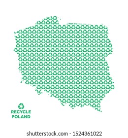 Poland map made from recycling symbol. Environmental concept