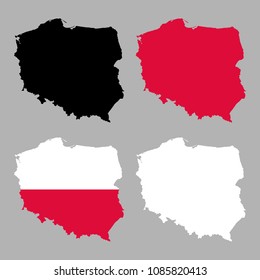 Poland map with national flag decoration