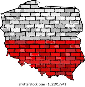 Poland map on a brick wall - Illustration