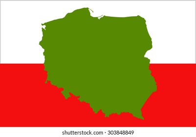 Poland Map On A Flag Background