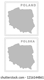 Poland map on the postage stamp vector
